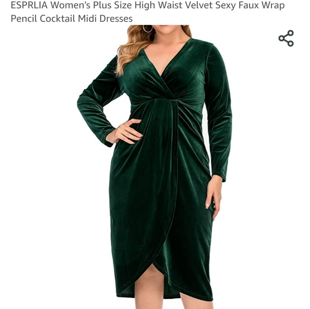 Esprlia Velvet Faux Wrap Dress